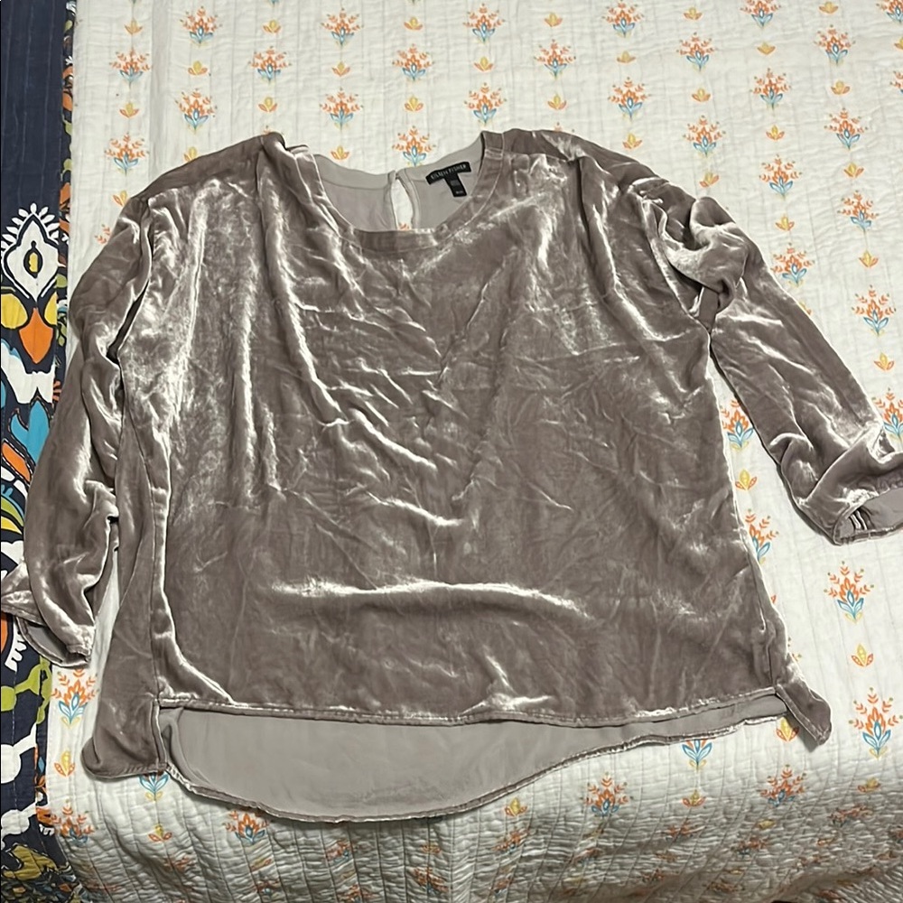 Eileen Fisher Grayish/muted lavender Relaxed 3/4 Sleeve Blouse